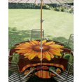 thumbnail image 3 of Outdoor Tablecloth with Umbrella Hole Zipper Sunflowers Round Tablecloth 60" Waterproof Outside Table Cloth Farmhouse Vintage Flowers Leaves Orange Stripes Patio Table Cover Tablecloths for Picnic, 3 of 8