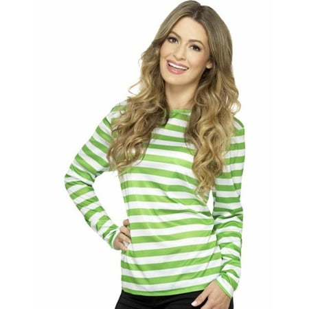 Green And White Striped Long Sleeve Shirt Where's Waldo Costume Wally Punk NYC