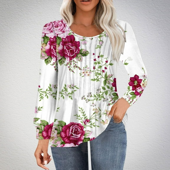 Wancir Women's Color Block Tunic Tops Casual Long Sleeve Shirts Round Neck Pullover