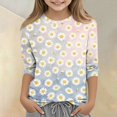 thumbnail image 5 of Grblisyd 3/4 Sleeve Shirts for Girls Cute Sunflower Daisy Printed T Shirts Kids Summer Loose Tops Casual Crewneck Tees 7-8 Years, 5 of 5