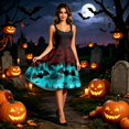 thumbnail image 4 of Halloween Dresses for Women Sleeveless Casual Printed Retro Plus Size Dress For Cocktail Holiday Occasions, 4 of 5