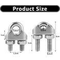 thumbnail image 2 of Stainless Steel Cable Clamps, Steel Cable Clamps, U-Shaped Cable Clamps for Wire Rope, Wire, Rope, 20PCS-M6-6mm, 2 of 5
