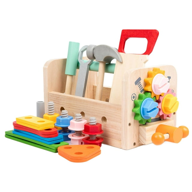 Juego de tuercas y pernos de juguetes de construcción Montessori, caja de herramientas, juguetes, juego de herramientas para niños para preescolar