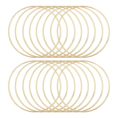 Uxcell 16Pcs Dream Catcher Rings, 5.1" Metal Hoops for Crafts Wreath Hoop Rings for Wall Hanging Crafts Home Decorations DIY Wedding Wreath Decor, Gold 4.9"