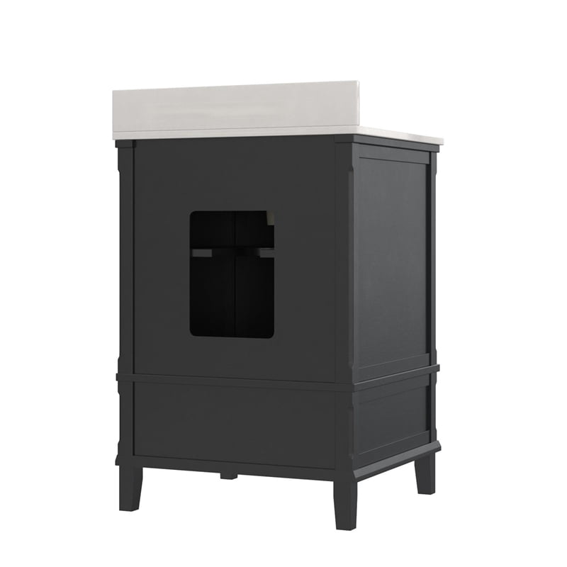 DHP Otum 24 Inch Bathroom Vanity with Sink, Black Wood