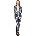 thumbnail image 3 of Notus Skeleton Bodysuits for Halloween Women's Sexy Skeleton Costume Cosplay Bodysuit Outfit Zip Up Jumpsuit Black XS, 3 of 7