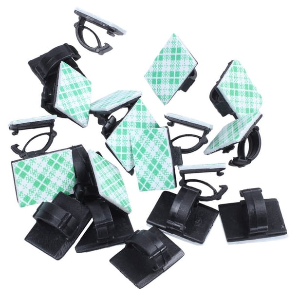 20 piezas de clips adhesivos para cables de coche, enrollador de cables, soporte de fijación de bridas, organizador de cables, abrazaderas de bridas para escritorio