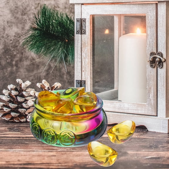 HEMOTON Wealth Money Bowl Decoration Chinese Style Treasure Basin Fortune Bowl Table Centerpiece With Accessories