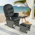 thumbnail image 3 of Demi Bonn Upholstered Glider and Nursing Ottoman, Comfort Rocking Chair with Ottoman, Wood Baby Glider and Ottoman Cushion Set with Padded Armrests for Nursing, Gray, 3 of 8