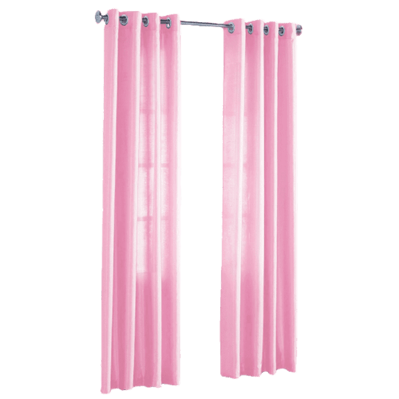 Gorgeous Home Linen Mira Pink Solid Print Grommet Sheer Curtain Panel Pairs Curtains, 55" x 108" (2 Panels)