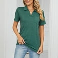 thumbnail image 5 of Women's Short Sleeve Polo Shirts Summer Collared Top Casual V Neck Loose Fit T Shirt, 5 of 8