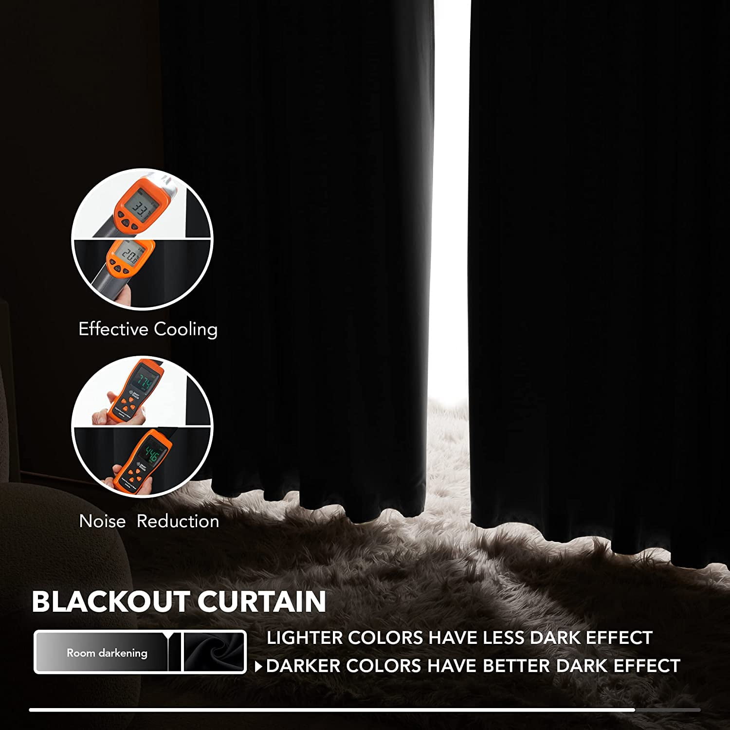 100% Blackout Window Curtain Drapes For Bedroom Living Room Hot Pink Color Room Darkening NOA 2 panels 35" wide X 84" long