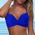 thumbnail image 3 of Gubotare Women's Bikini Top Bathing Suit V Neck Adjustable Spaghetti Straps Twist Front (Blue,XXL), 3 of 7