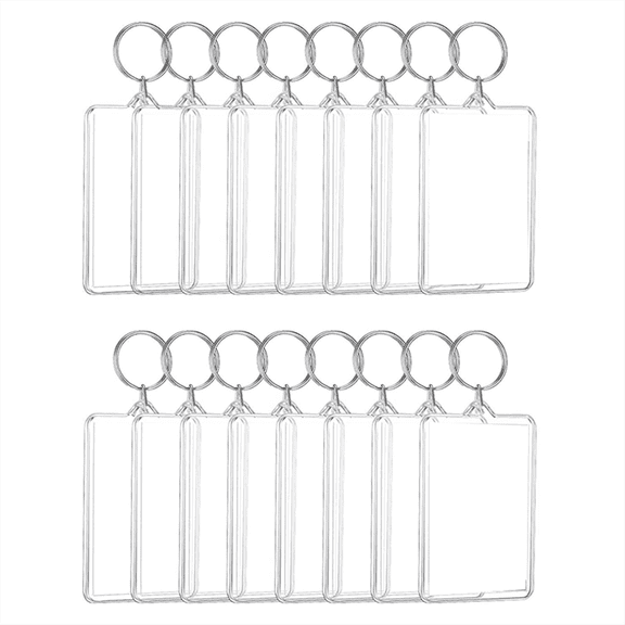 16PCS Acrylic Photo Frames Keychain Holder Insert Blank Keyring For DIY Craft 2.2 x 3 Inch