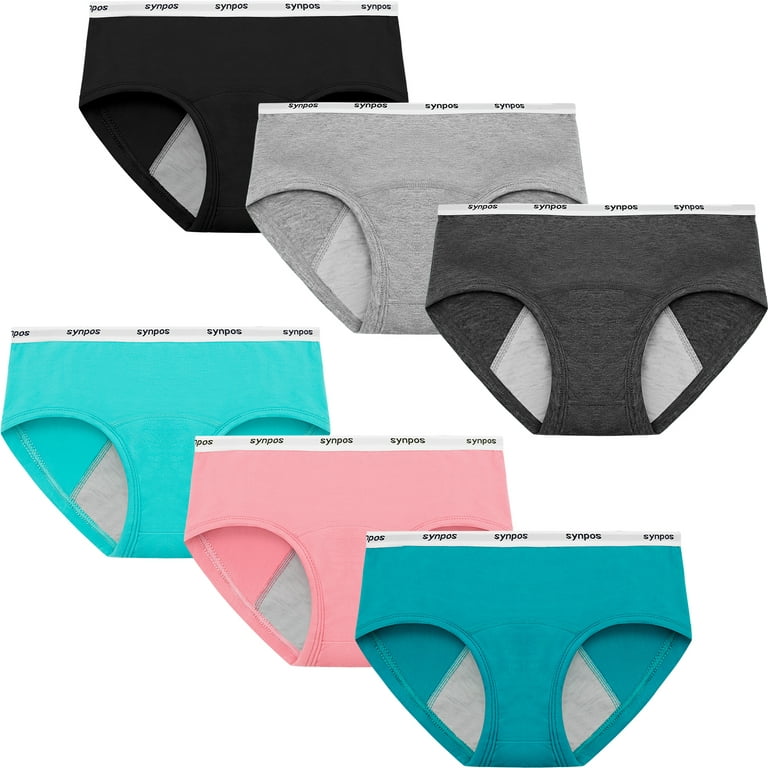 Teen Girls Period Underwear Menstrual Period Panties Leak-Proof Organic  Cotton Protective Briefs Pack of 6