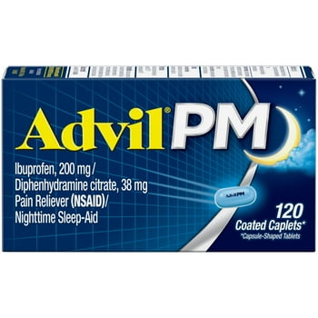 Advil PM Pain and Headache Reliever Ibuprofen, 200 Mg Coated Cets, 120 Count