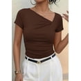 thumbnail image 7 of PRETTYGARDEN Women's Summer Asymmetrical Y2K Tops Trendy Ribbed Short Sleeve Fitted Tee Shirts Spring Fashion Clothing, 7 of 7