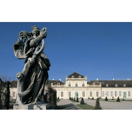 Statue If Front of a Palace, Belvedere Palace, Historic Centre of Vienna, Vienna, Austria Print Wall