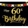 thumbnail image 3 of Glittery Gold Happy 60th Birthday Backdrop Banner with Patterned Flags Party Decorations Photography Props Birthday Party Supplies Celebration Decor, 3 of 7