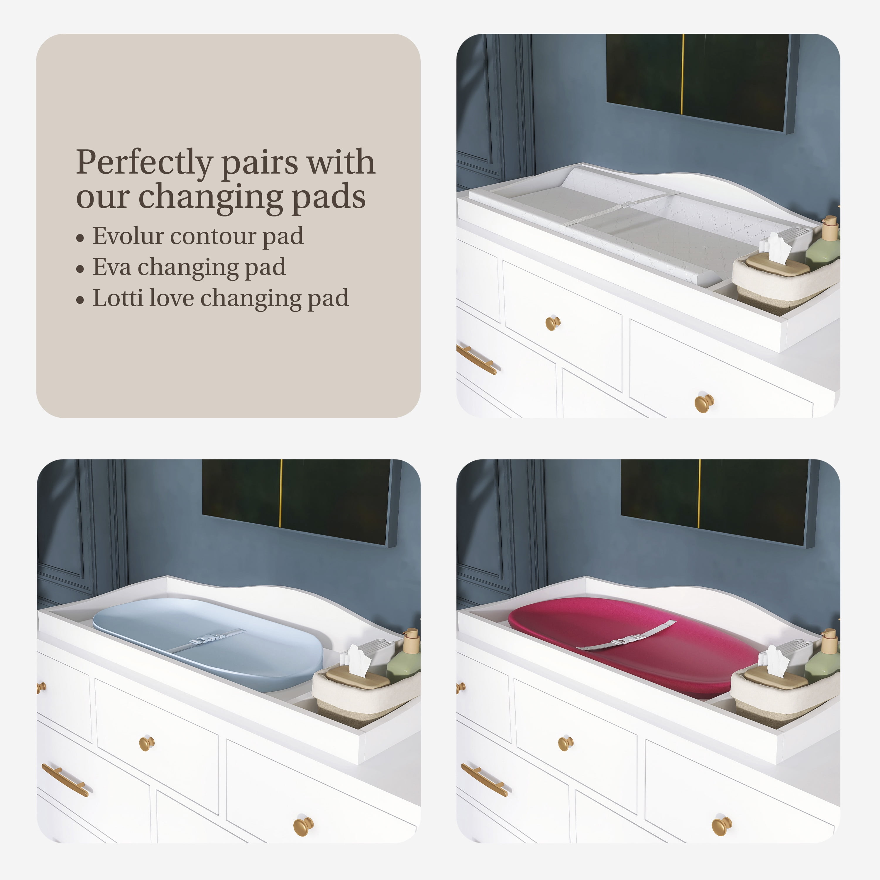 Evolur Changing Tray in Weathered White, Space Saver