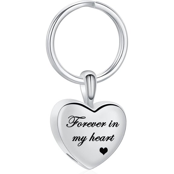 Heart Cremation Keychain for Ashes Forever In My Heart Urn Locket Cremation Jewelry Small Heart Memorial Keepsake Keychain