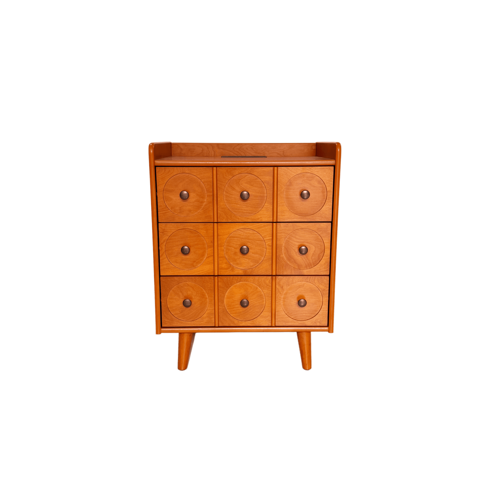 Leumius 3-Drawer End Table with Top Charging Station, 21.65" Length with Outlets and USB Ports, Large Mid Natural Wood Color End Table for Bedroom, Living Room