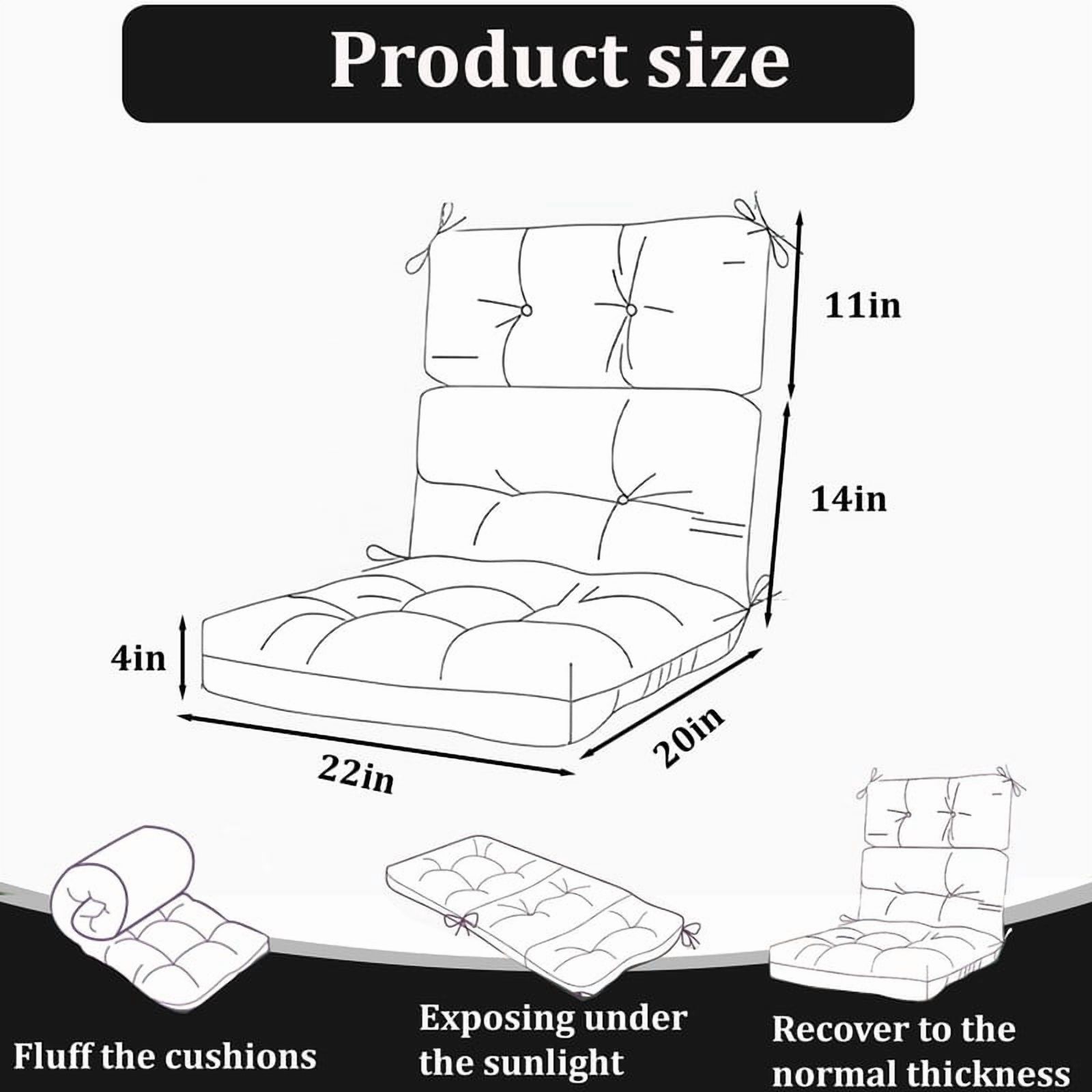 Outdoor High back patio chair cushions, rocking chair cushion set of 2, Waterproof lawn chair cushions with Ties, Seat cushions and Back cushions for Indoor and Outdoor（Black and white）
