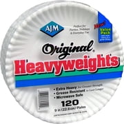 AJM 9 in. Heavyweight Paper Plates, White - Case of 960