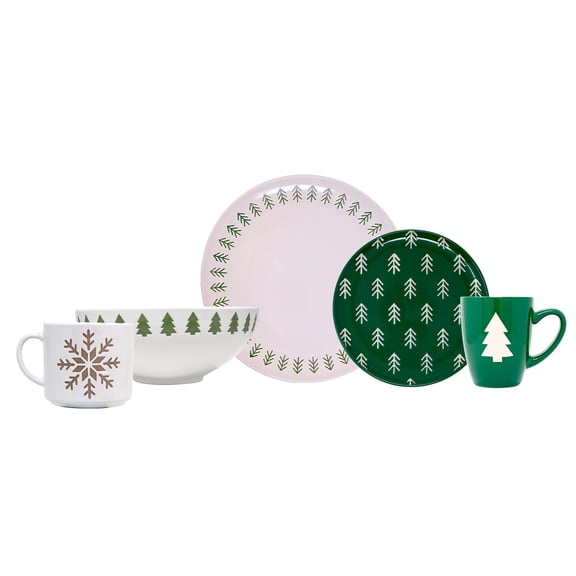 Vajilla Pinos Navidad - Set Individual