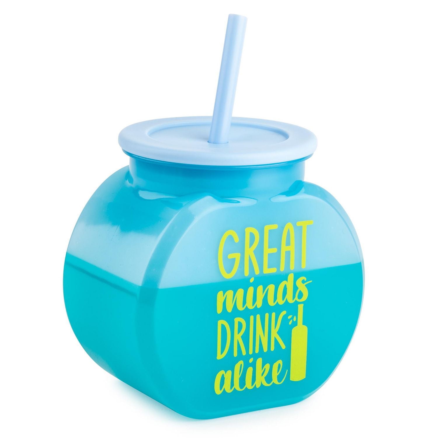 Mainstays Sip 40 OZ Fishbowl Tumbler with Lid and Straw, Blue