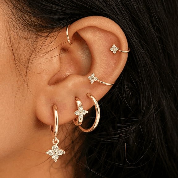 DESIGNICE 2/3 Pairs Earring Stacks,14K Gold/White Gold Plated Earring Set for Multiple Piercing Hypoallergenic Jewelry Gift