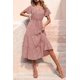 thumbnail image 2 of Vestido PRETTYGARDEN XL Rojo Ladrillo Floral con Escote en V y Volantes, 2 of 9