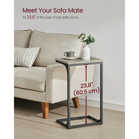 Modern C-Shaped End Table Set - Sturdy Metal Frame Accent Table, Compact Sofa Side Table for Living Space, Greige & Black