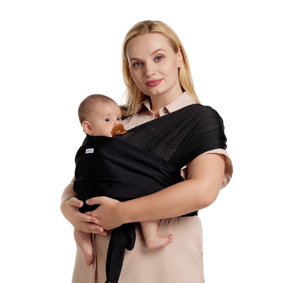 Momcozy Fular Bebé Elastico Portabebé Ergonomico Canguro para Bebés 3,6 a 15,8 kg, Tejido Refrescante de Malla de Aire