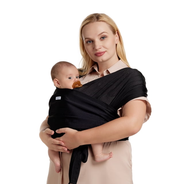 Momcozy Fular Bebé Elastico Portabebé Ergonomico Canguro para Bebés 3,6 a 15,8 kg, Tejido Refrescante de Malla de Aire