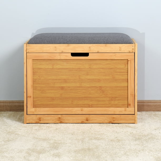 LAUSATEK Bamboo Shoe Storage Bench with FlipDrawer, Hidden Shoe