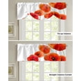 thumbnail image 4 of Plant Red Poppy Flower White Window Curtain Kitchen Cabinet Coffee Tie-Up Valance Curtain Rod Pocket Short Curtain, 4 of 6