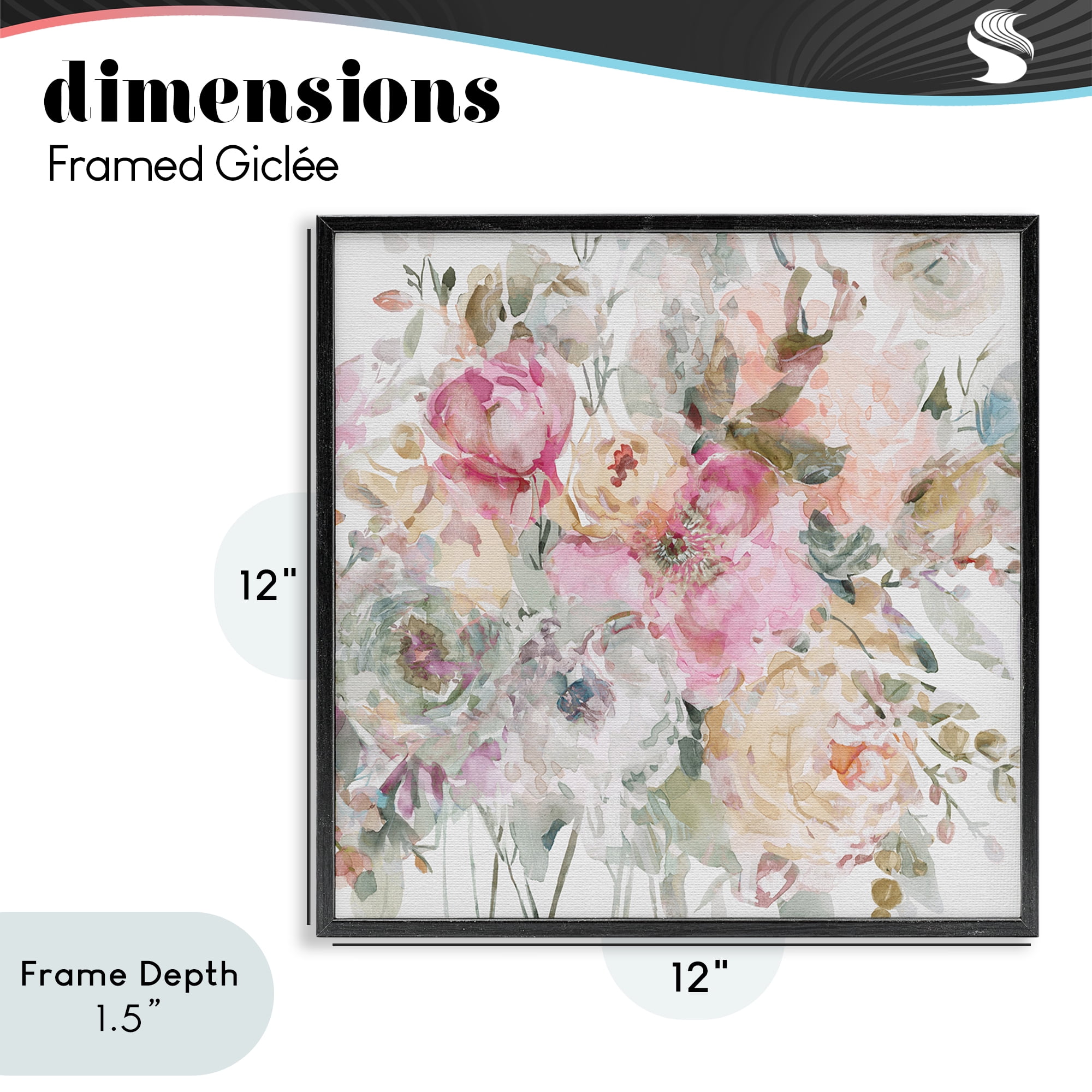 Stupell Industries Romantic Pastel Petals Black Framed Giclee Art, design by Carol Robinson