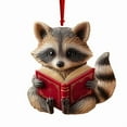 thumbnail image 2 of Hometravel Reading Fox Christmas Ornament, Book-Themed Animal Hanging Decor with Raccoon, Literary Inspired Xmas Decoration for Tree, Home, Book Lovers, 2 of 2