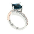 thumbnail image 2 of 2.3075 ct Princess Cut Natural London Blue Topaz Solitaire with Simulated Diamond Accents 18K White/Rose Gold Womens Engagement Ring, 2 of 5