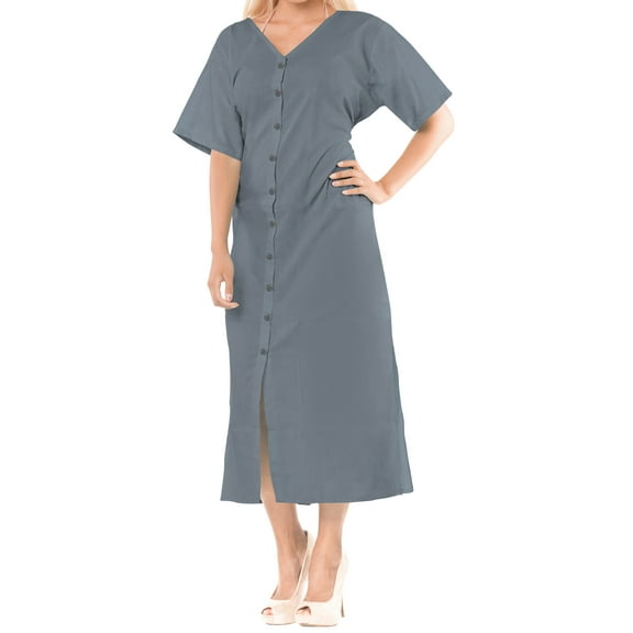 HAPPY BAY Women's Beachwear Swimsuit Coverups Summer Cover ups for Swimwear Women Button up Shirt Dress Beach L-XL Grey, Solid