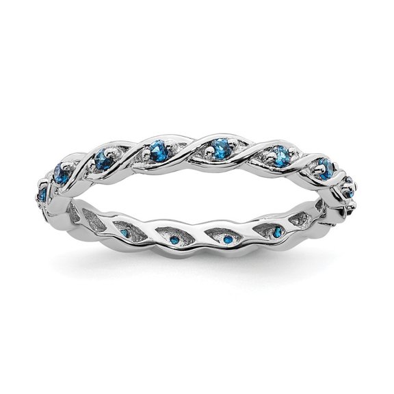 2.5mm Sterling Silver Stackable Blue Topaz Ring - .31 cwt - Size 9