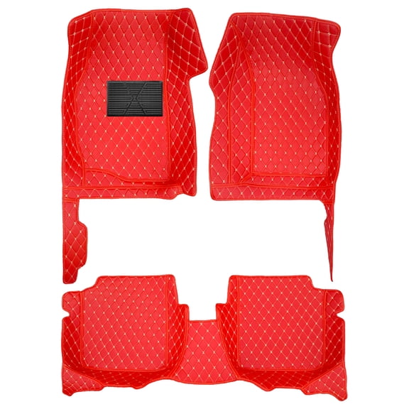 Leadwolf Custom Car Floor Mats Compatible with Mitsubishi Lancer 2009-2017 Full Coverage All Weather Protection Waterproof Non-Slip PU Leather Red