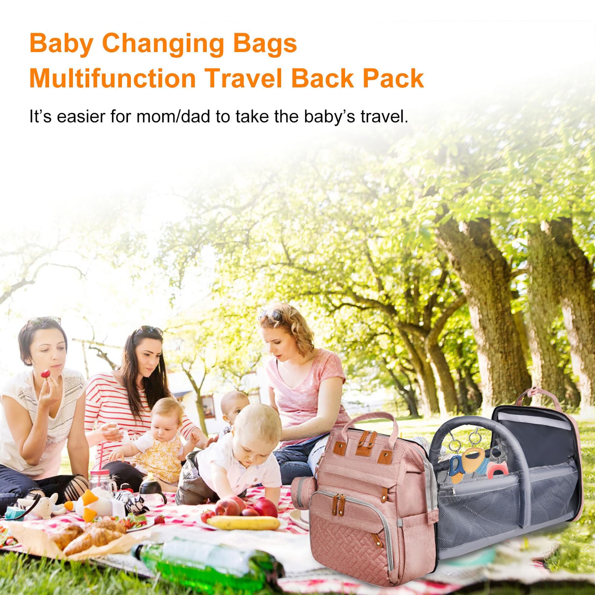 Baby Diaper Bag Backpack with Changing Station,Waterproof 30L Large Capacity Portable Travel Bag for Moms Dads,Insulated Milk Pocket &USB Charging Port