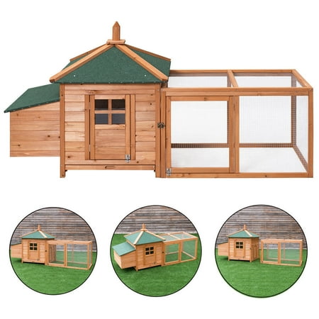 Ghp Fir Wood Metal Wire 78 Chicken Coop W Raised Perches Removable Sliding Tray