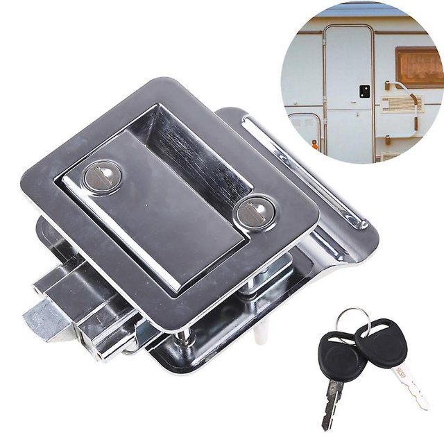 Caravan Rv Trailer de viaje, cerradura de puerta de entrada, manija de pestillo de puerta con llaves, plata Feliz Sencillez