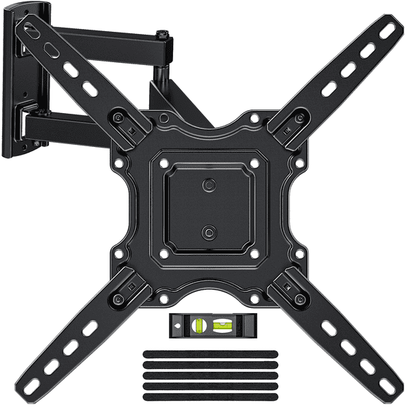 MountFTV Full Motion TV Wall Mount Bracket for 26-65 inch TVs, Holds up to 77 lbs, Corner TV Wall Mount Bracket with Swivel, Leveling and Extension