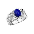 thumbnail image 4 of RYLOS Rings for Women Sterling Silver Ring Classic 9X7MM Oval Gemstone & Diamonds September Lapis Jewelry Size 5, 4 of 7