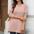 thumbnail image 5 of FAIWAD Long Sleeve Tops for Women Casual Crew Neck Long Sleeve Knitted Pullover Side Split Dressy Fall Winter Clothes, 5 of 8