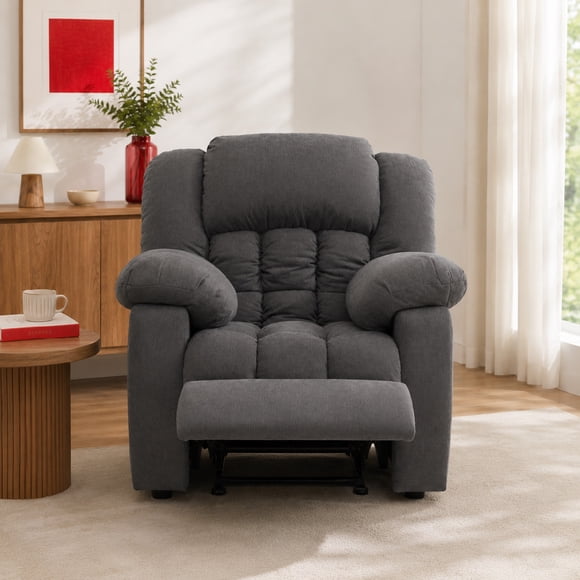 Sofá Reclinable 220 Greco, Atlas del Descanso Color Gris Botón Zero-Wall